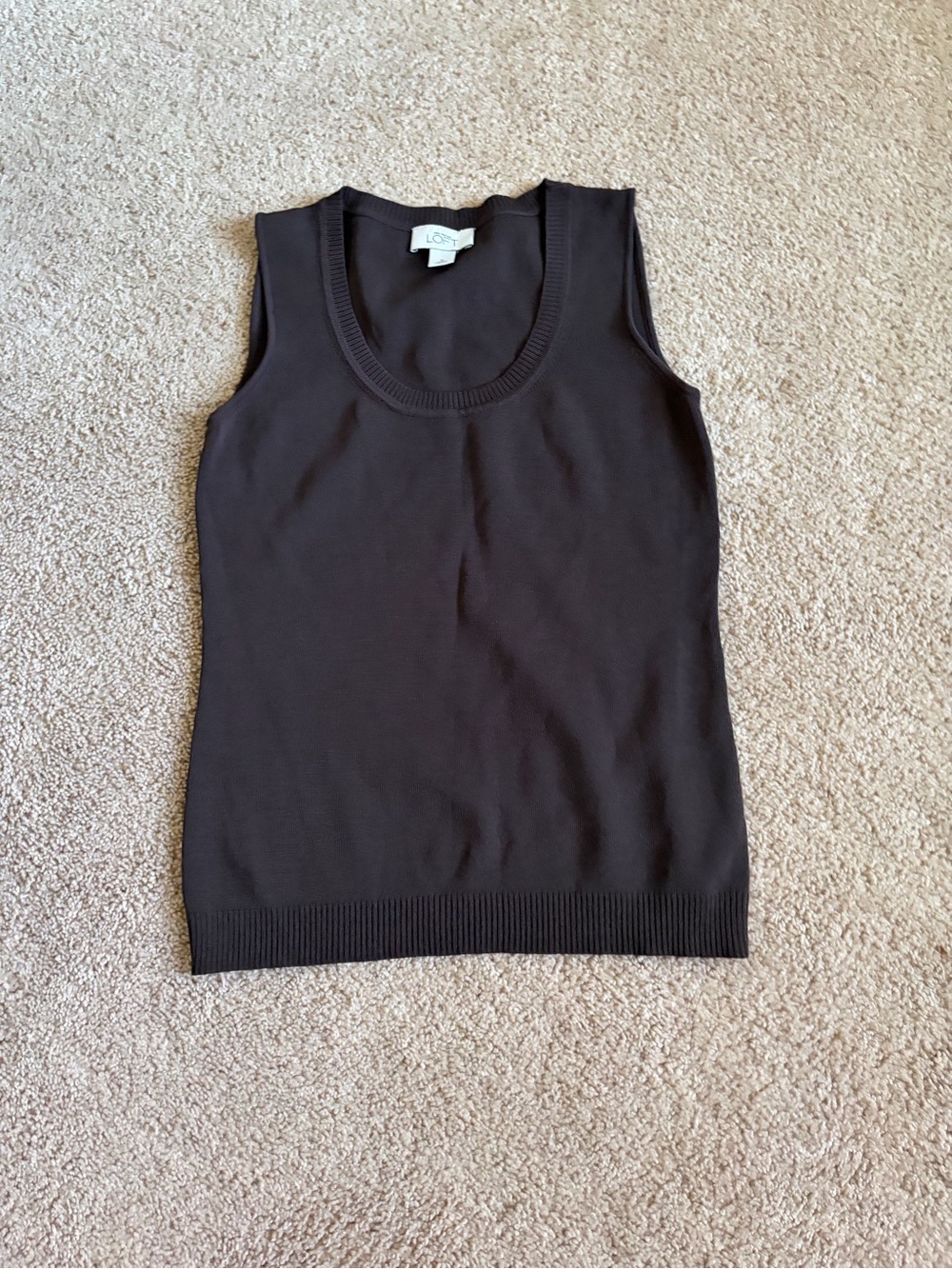 LOFT Black Ribbed Trim Knit Tank Top